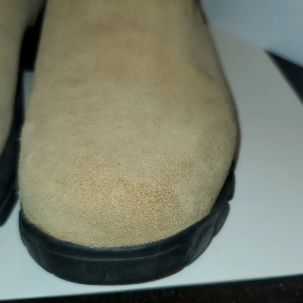 Lands End Womens Suede and Fleece Winter Boots In Tan Size 9B